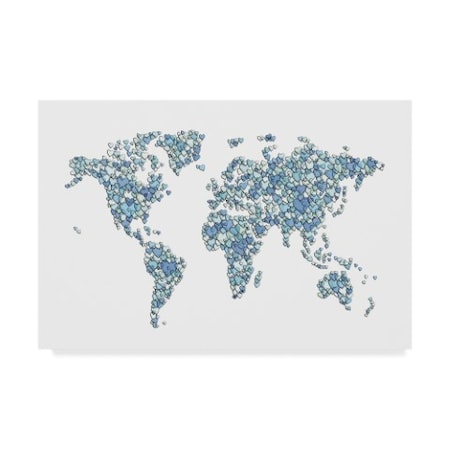 Michael Tompsett 'Love Hearts Map Of The World Map' Canvas Art,16x24
